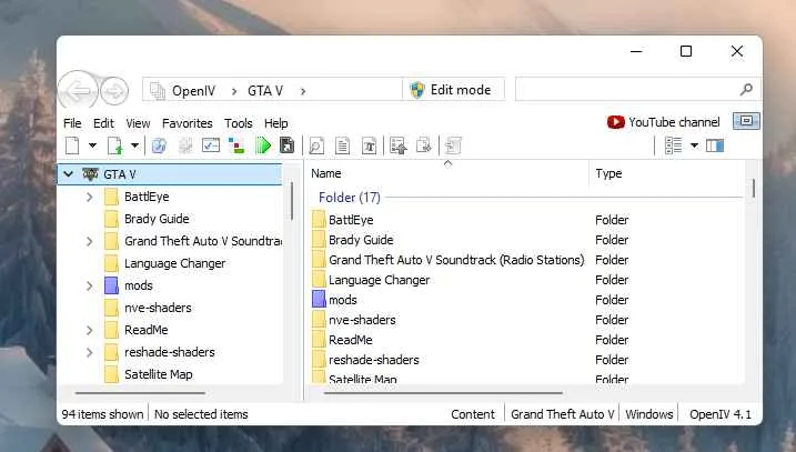 OpenIV Program Download the latest version of OpenIV for GTA 5. Learn how to install OpenIV mod easily and unlock advanced modding features for GTA 5.
