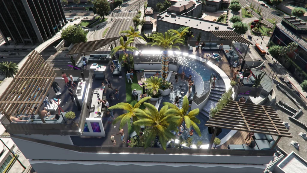 Download Rooftop Club Naeon [Add-On SP] GTA 5 mod to introduces rooftop nightclub to Los Santos. in your game with this immersive venue with Install steps.