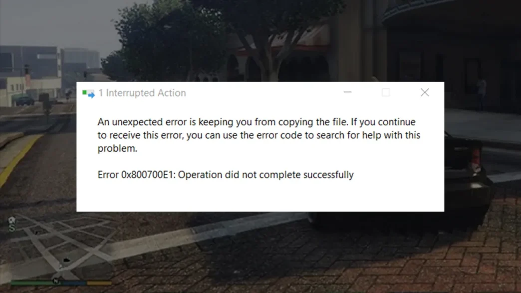 How to Fix GTA 5 0x800700e1 Error on PC How to Fix the 0x800700E1 error in GTA 5 PC by adding game folder to Windows Defender's exclusions to prevent Defender from blocking your Grand Theft Auto V.