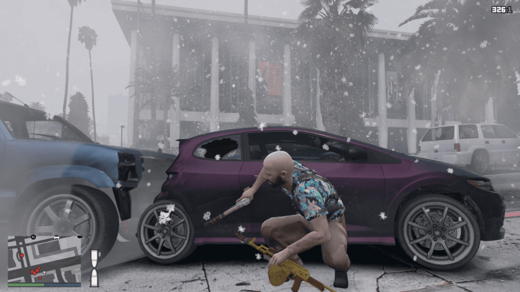 Download and install the latest version of Trail Carry for GTA 5 to experience Max Payne 3's weapon-carrying style in GTA 5 with realistic gun animations.