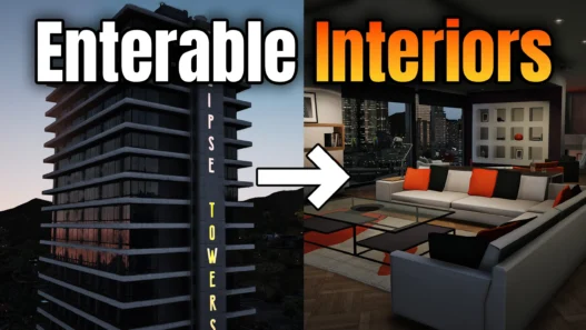 Enterable Interiors (Unlock Houses and Building) GTA 5 Mods Download and install Enterable Interiors latest version for GTA 5 mods to unlock access to over 30 new interiors doors, houses and buildings across Los Santos.