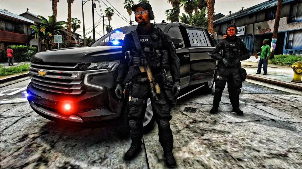 Download LSPDFR for GTA 5 mods to transform into police simulator for realistic law enforcement gameplay in GTA V featuring patrols, arrests, pursuits, & more.
